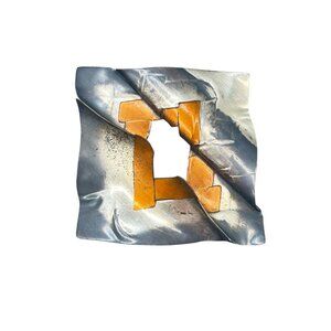 Vintage Mixed Metals Pin Brooch Sterling Silver Copper Geometric Free Form